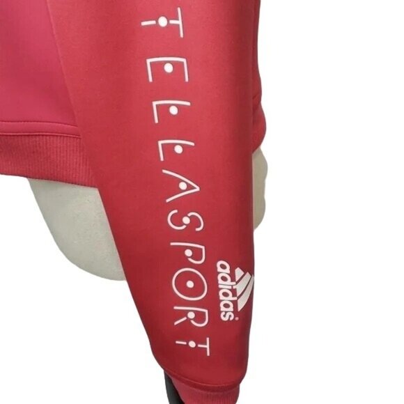 Adidas Stellasport Spacer Red Color Block Cropped Crewneck Sweatshirt - Picture 6 of 9